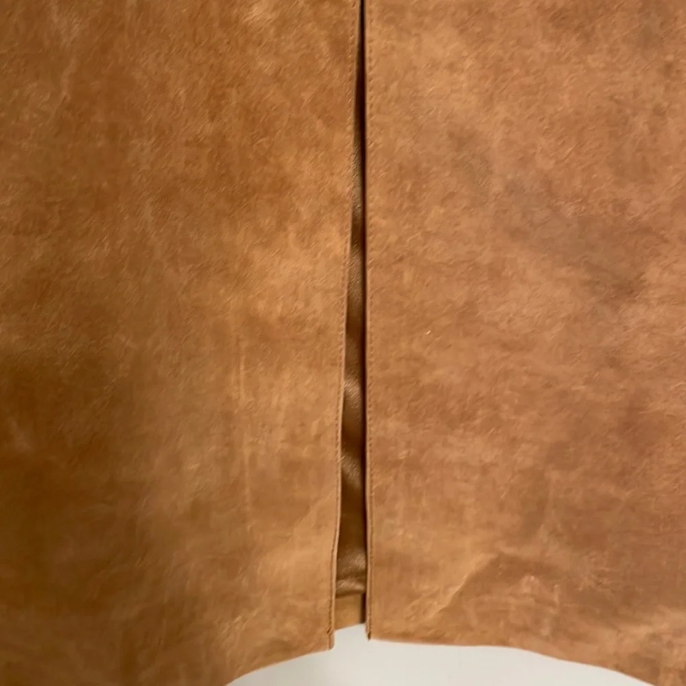 EUC Alfani Tan/Brown Midi Suede Skirt size 12 - Picture 2 of 4